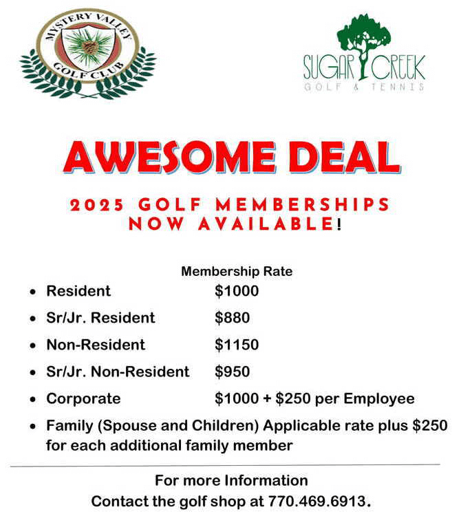 2025 Golf Membership Rates